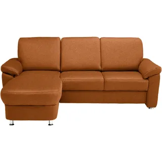 Beldomo System Ecksofa, Cognac, Metall, 3-Sitzer, Ottomane links, nicht einzeln stellbar, L-Form, 220x163 cm, Goldenes M, erweiterbar, Typenauswahl, Bettkasten erhältlich, Fußauswahl, Stoffauswahl, planbar, seitenverkehrt Bettfunktion Rücken echt, Wohnzimmer, Sofas & Couches, Wohnlandschaften, Ecksofas