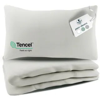 pure shores - Lyocell Bettwäsche 135x200 | Bettwäsche Set 100% Lyocell Satin | Oeko-Tex | Tencel | Reißverschluss | Set mit Kissen (Perlmutt-Beige, 135x200 + 80x40 cm)