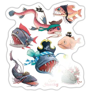 Käpt'n Sharky Fische Sticker Aufkleber