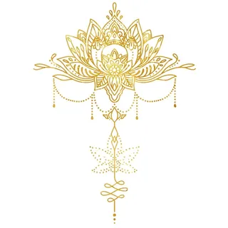 SUPERDANT Goldener Lotus Mandala Wandtattoo Blumen Kronleuchter Wandsticker Boho Indisches Wandaufkleber Mandala Blume Vinyl Wandsticker Lotus Yoga Meditation Kunst Wandgemälde Dekor