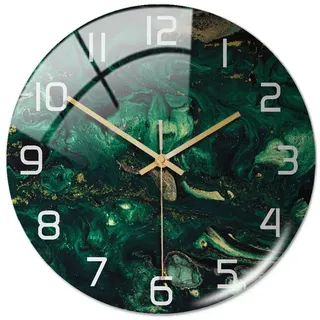 JAWSEU Moderne Runde Marmor Wanduhr, Nicht Tickend Stumme Bewegung Quarz Uhr Rahmenlose 3D DIY Wanduhr Stille Wanduhr Nordic dekorative Marmor Druck stumm Runde hängende Uhr Home Decoration