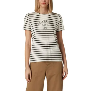 Ralph Lauren T-Shirt Lauren Logo Label Print Gestreift, Offwhite/Schwarz ein klares Statement-Piece für jeden Tag schwarz S
