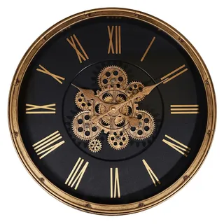 Hermann Jäckle Wanduhr Skelett 3099A 50,5 cm Industrial schwarz roségold bewegliche Zahnräder