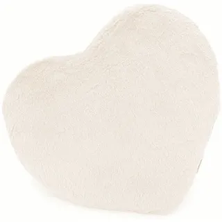 VewoTex Dekokissen Herzkissen » Kuschelkissen 37 x 34 cm » weiches Herz Kissen, » Dekokissen » Zierkissen aus Kunstfell weiß