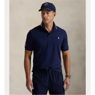 Polo Ralph Lauren für Herren. 710970483003 Wimbledon marineblaues Stretch-Poloshirt (M), Lässig, Baumwolle, Kurzarm