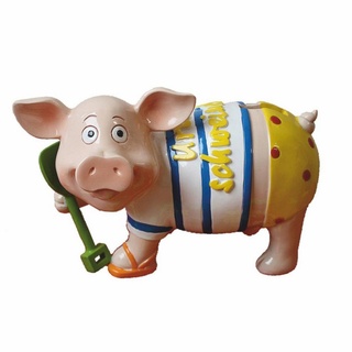 Giftcompany Spardose Gift-Company Urlaubs-Sparschweini HOLIDAY Größe M, (Stück, 1-tlg) bunt|gelb|rosa