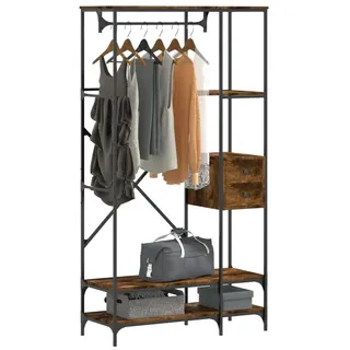 furnicato Kleiderständer mit Ablagen 97 x 40 x 180 cm Räuchereiche, Garderobenständer mit Schubladen und Ablage für kleine Räume braun