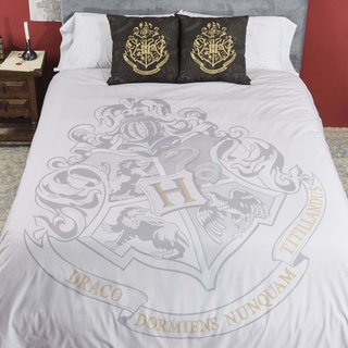 Belum Bettbezug Harry Potter, Bettbezug mit Knöpfen 100% Baumwolle, Modell Hogwarts Grey für Betten 150/160 (240 x 220 cm)