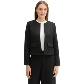 TOM TAILOR Damen Bouclé Jacke mit Taschen, 37007 - Black Boucle Structure, 36 - 36