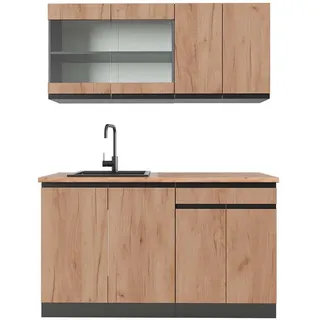 Vicco Küchenzeile R-Line 140 cm Eiche/Anthrazit