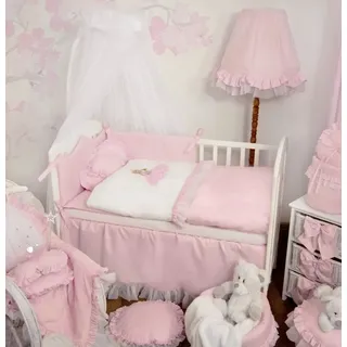 Babybettwäsche Kinderbettwäsche 7-tlg Set mit Krone-Nestchen 100x135 Prinzessin Rosa, Babyhafen, 7 teilig, bestickt (Ohne Bett) rosa