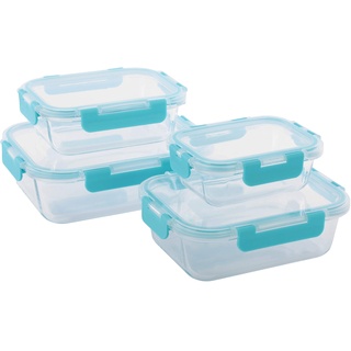 Generisch Glasbehälter 4er Set mit Deckel Lunchbox für Lebensmittel Frischhaltedosen Glas Aufbewahrungsdosen Spülmaschinenfest Glasbehälter Boxen
