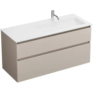 burgbad Lin20 Waschtischunterschrank mit Mineralguss-Waschtisch 122 cm, 2 Auszüge, rechts, Badmöbel,