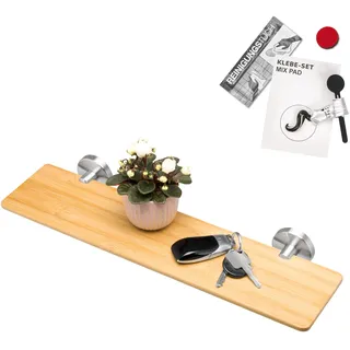 bremermann Bad-Serie Piazza Bambus - Badablage inkl. Klebeset, Badregal ideal f�r Bad und Dusche, aus Bambus und Edelstahl, matt