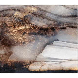 Duschrückwand - Elisabeth Fredriksson - Goldener Marmor gemalt, Material:Alu-Dibond Matt Schutzlackiert 3 mm, Größe HxB:2-teilig à 200x80 cm
