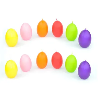 Meissner-Handel Auswahl * 12 Stück Eierkerzen Dekoeier Kerze Osterei Osterdeko * farbig Sortiert * 4,5 x 6,5 cm * Auswahl Menge