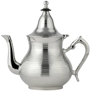 Marrakesch Orient & Mediterran Interior Marokkanische Deko Teekanne aus Messing Kanne Nadima Silber 750ml