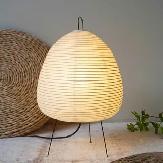 NVKE Reispapier Lampe Retro Wabi-sabi Nachttischlampe Nachtlicht Gemütliche Tischlampe Tischbeleuchtung Dekorative Tischleuchte Stimmung Tischlicht Papierlampe Wohnzimmer Schlafzimmer Deko Lampe(B)