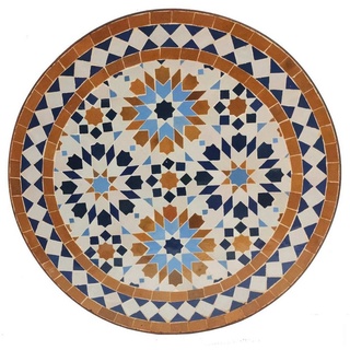 Casa Moro Beistelltisch Mosaik Beistelltisch Ø 45 cm Ankabut braun mit Schmiedeeisen Gestell (Boho Chic Couchtisch), marokkanischer Mosaiktisch Bistrotisch aus Marokko MT2239 braun|bunt