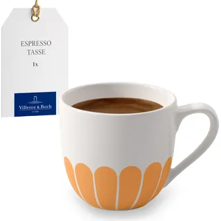 Villeroy & Boch - Fleur soleil Espressotasse Gelb, Spülmaschinenfest, Mikrowellensicher, Kleine Tasse für Espresso oder kleinen Kaffee, Kleine Kaffeetasse Orange, Blumenmuster, Premium Porzellan