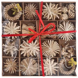 Annastore Christbaumschmuck Strohsterne- Baumschmuck nachhaltig - Stroh Sterne für den Christbaum, Ø 6 cm, Weihnachtsbaumschmuck, Christbaumschmuck