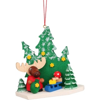 Christian Ulbricht Baumbehang Elch Weihnachtsmann im Wald Höhe 8,6 cm, Auslaufartikel