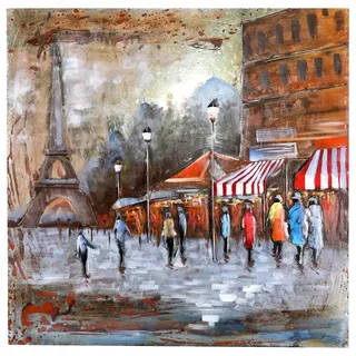 H4L Wandbild Metallbild 3D Bild Paris Relief Unikat handgefertigt 80x80x5cm Motivbild