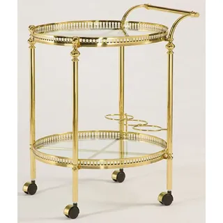 Casa Padrino Luxus Jugendstil Servierwagen Gold 40 x 40 x H. 57 cm - Edler Messing Trolley mit Glasplatten - Barock & Jugendstil Gastronomie Accessoires
