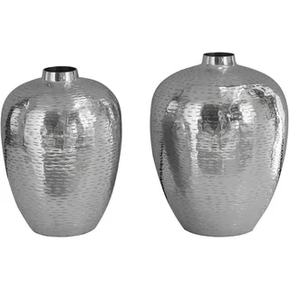 Riess Ambiente Elegantes Vasen 2er Set Oriental 31cm Silber Hammerschlag Design Dekovasen Wohnaccessoire Dekoration