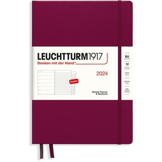 LEUCHTTURM1917 367756 Wochenkalender & Notizbuch Composition (B5) 2024, 12 Monate, Port Red, Englisch