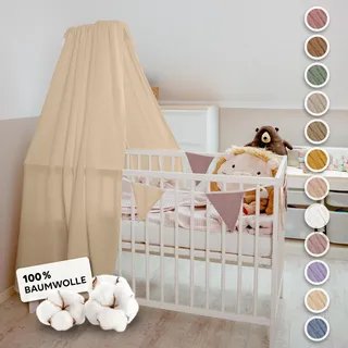 lilimaus Betthimmel Babybett in 12 Farben [inkl. Himmelstange] - Himmel Babybett aus 100% Baumwolle Musselin - Betthimmel Mädchen & Jungen - Himmelbett Vorhänge mit Stange - Kinder Babyzimmer Deko