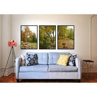 Herbst Poster Set, 3 Bilder. Wohnzimmer Modern Schlafzimmer Bild für Ihre Wand. Fotografie-Stil. Groß 3 x DIN A4 (29,7x21 cm.) - ohne Rahmen