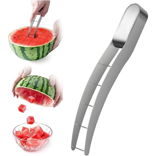Wassermelonenschneider, Wassermelonenwürfelschneider aus Edelstahl, schnell sicheres Wassermelonenmesser, lustige Obstmesser, Salatmelonenschneider für Küchenhelfer