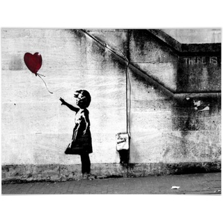 Wall-Art Poster »Graffiti Bilder Girl with balloon«, Menschen, (1 St.), Poster ohne Bilderrahmen, 22842754-0 bunt B/H/T: 80 cm x 60 cm x 0,1 cm