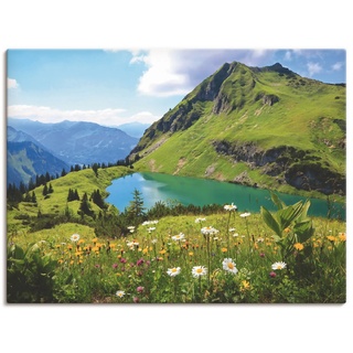 Wandbild ARTLAND "Seealpsee" Bilder Gr. B/H: 80 cm x 60 cm, Leinwandbild Berge Querformat, 1 St., grün Kunstdrucke als Leinwandbild, Wandaufkleber oder Poster in versch. Größen