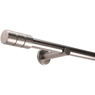 Deco-Raum Gardinenstange Zylinder, Ø 25 mm, 1-läufig, Wunschmaßlänge, kürzbar, Bohren, verschraubt, Metall, Komplett-Set mit Montagematerial silberfarben Ø 25 mm x 300 cm