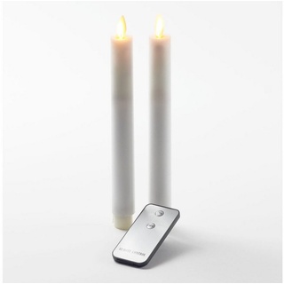 Coen Bakker Deco BV LED-Kerze Wax Candles (Set, 3-tlg), Stabkerzen weiß 2 Stück mit beweglicher Flamme Fernbedienung weiß net-selling24