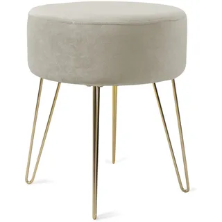 Zedelmaier Runder Sitzhocker Schminktisch Hocker Ottoman Gepolsterter Hocker Metallstütze Beige