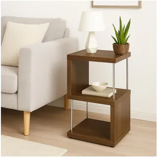 Hti-Living Standregal 2 Fächer 3065  Eiche  mit Metallstreben  blau