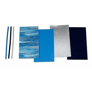 Wachsplatten/Verzierwachsstreifen im Sortiment "Blau gemustert (Mischung)" (4 Bögen + 9 Streifen / 175 x 80 x 0,5 mm) TOP QUALITÄT