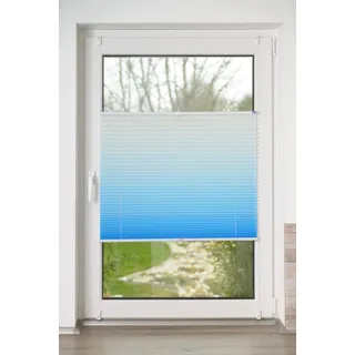 K-Home® Klemmfix-Plissee Farbverlauf Iceblau B65 x H210 cm