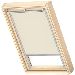 VELUX Dachfenster Sichtschutz-Rollo, graue Schienen, M06, Beige | Lichtanpassung, diffuses Sonnenlicht, schmale Schienen