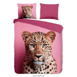 Muller Textil Leona Leopard Mikrofaser Rosa 135 x 200 cm + 80 x 80 cm