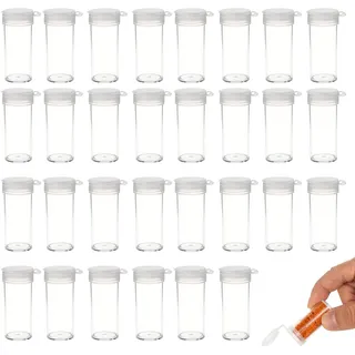 30 Stück Mini Salzstreuer mit Etiketten – 6g Kunststoff Gewürzspender mit Klappdeckel, Kleine Transparente Reise-Streuer für Camping, Outdoor & Unterwegs