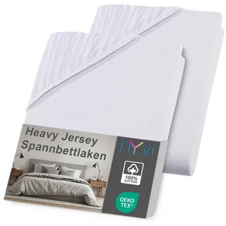 nyvi Spannbettlaken Jersey 180 x 220 cm weiß 2 St.