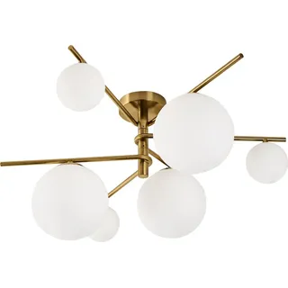 BELIANI Deckenleuchte Gold und Weiß Metall mit Glasschirmen Kugelform Eleganter Glamouröser Stil Deckenlampe für Wohnzimmer Schlafzimmer Flur - Gold/Weiß