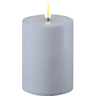 Deluxe Homeart LED Real Flame Outdoor Stumpenkerze staubig blau, Ø7,5 x H10cm, staubig blau