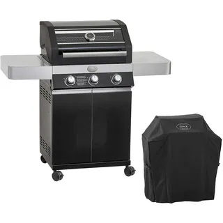 Rösle Gasgrill Videro G3 Pure, Schwarz, Metall, 58x118x127 cm, Deckel mit Sichtfenster, Seitenablage, Temperaturanzeige, herausnehmbare Fettauffangbox, Rädern, 2 gebremsten Warmhalterost, Druckregler, stufenlos regulierbar, Grills & Outdoor-Küchen, Gasgrills
