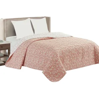 Delindo Lifestyle Tagesdecke Ornamente, Bettüberwurf für Doppelbett, gesteppt, 220x240 cm rosa