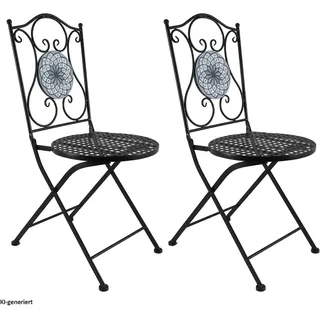 Hti-Living Gartenstuhl 2er-Set Metall  Schwarz 58 x 58 x 88 cm schwarz